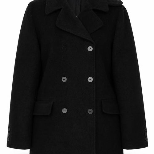 HIJKLMVWXYZ Womens Black Overcoat Coat Size XL Button