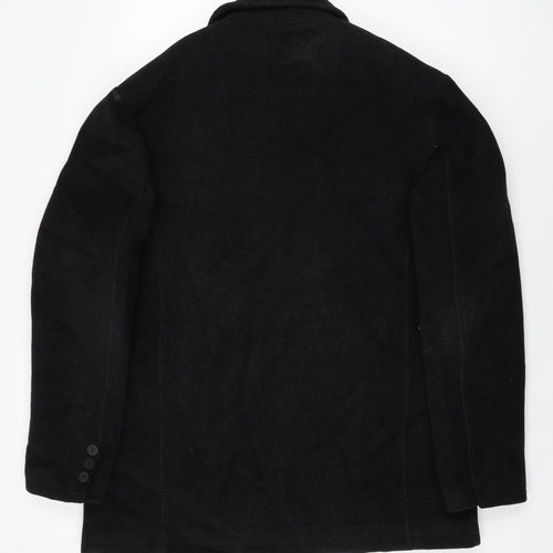HIJKLMVWXYZ Womens Black Overcoat Coat Size XL Button