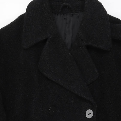 HIJKLMVWXYZ Womens Black Overcoat Coat Size XL Button