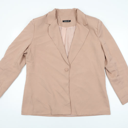 Boohoo Womens Pink Biker Blazer Size 16 Button