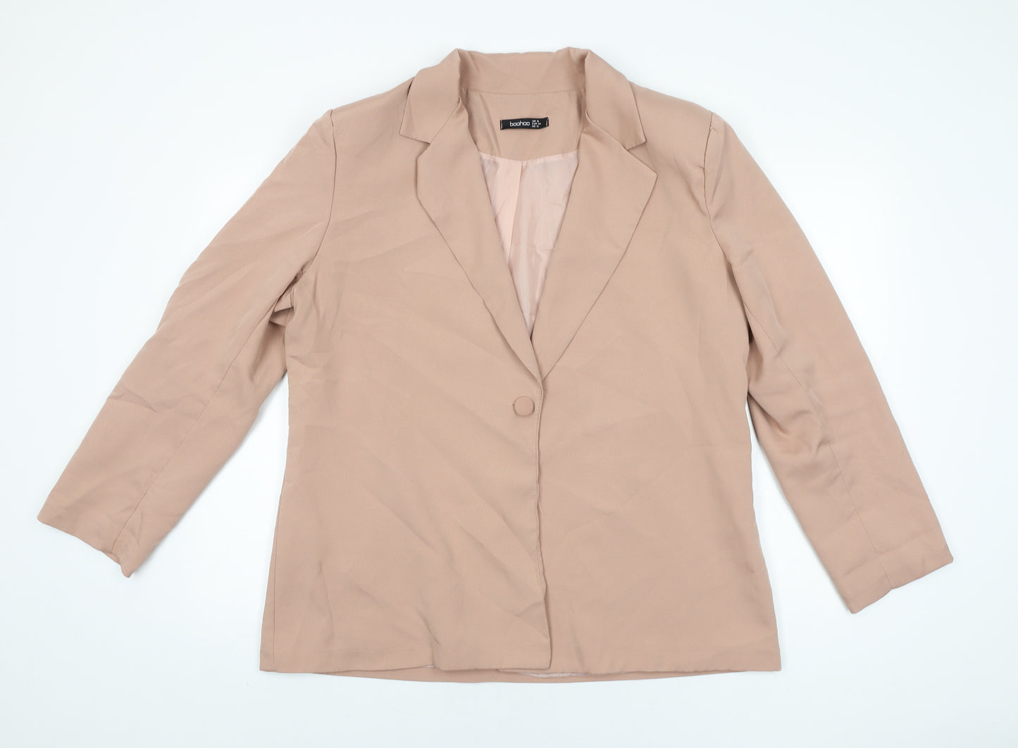 Boohoo Womens Pink Biker Blazer Size 16 Button