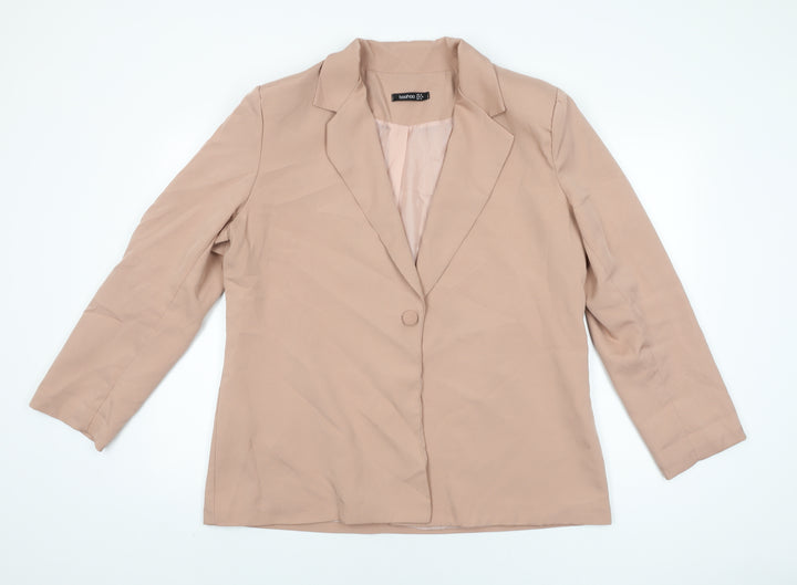 Boohoo Womens Pink Biker Blazer Size 16 Button