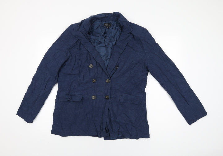 Topshop Womens Blue Jacket Blazer Size 16 Button