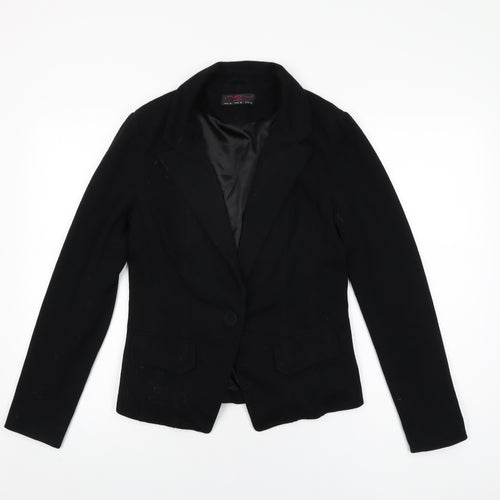 New Look Womens Black Jacket Blazer Size 12 Button