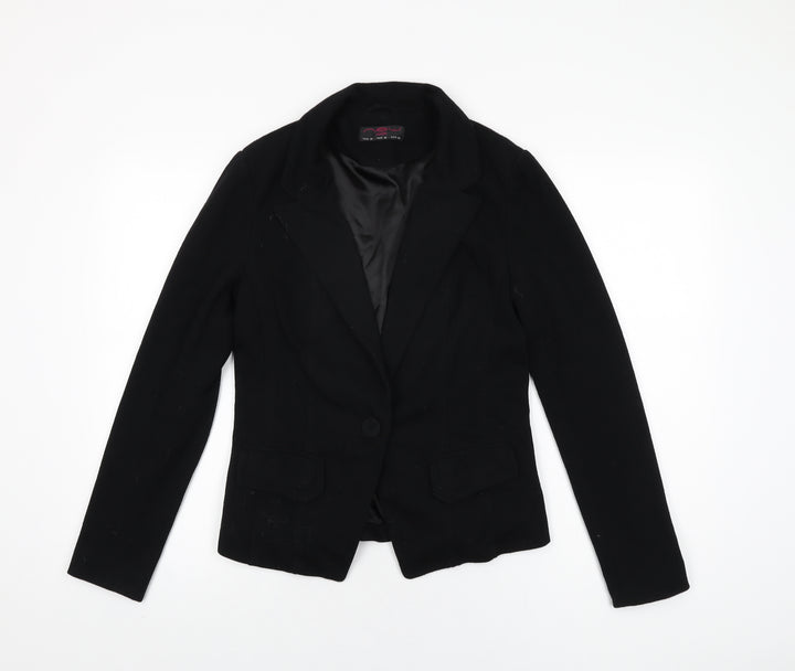 New Look Womens Black Jacket Blazer Size 12 Button