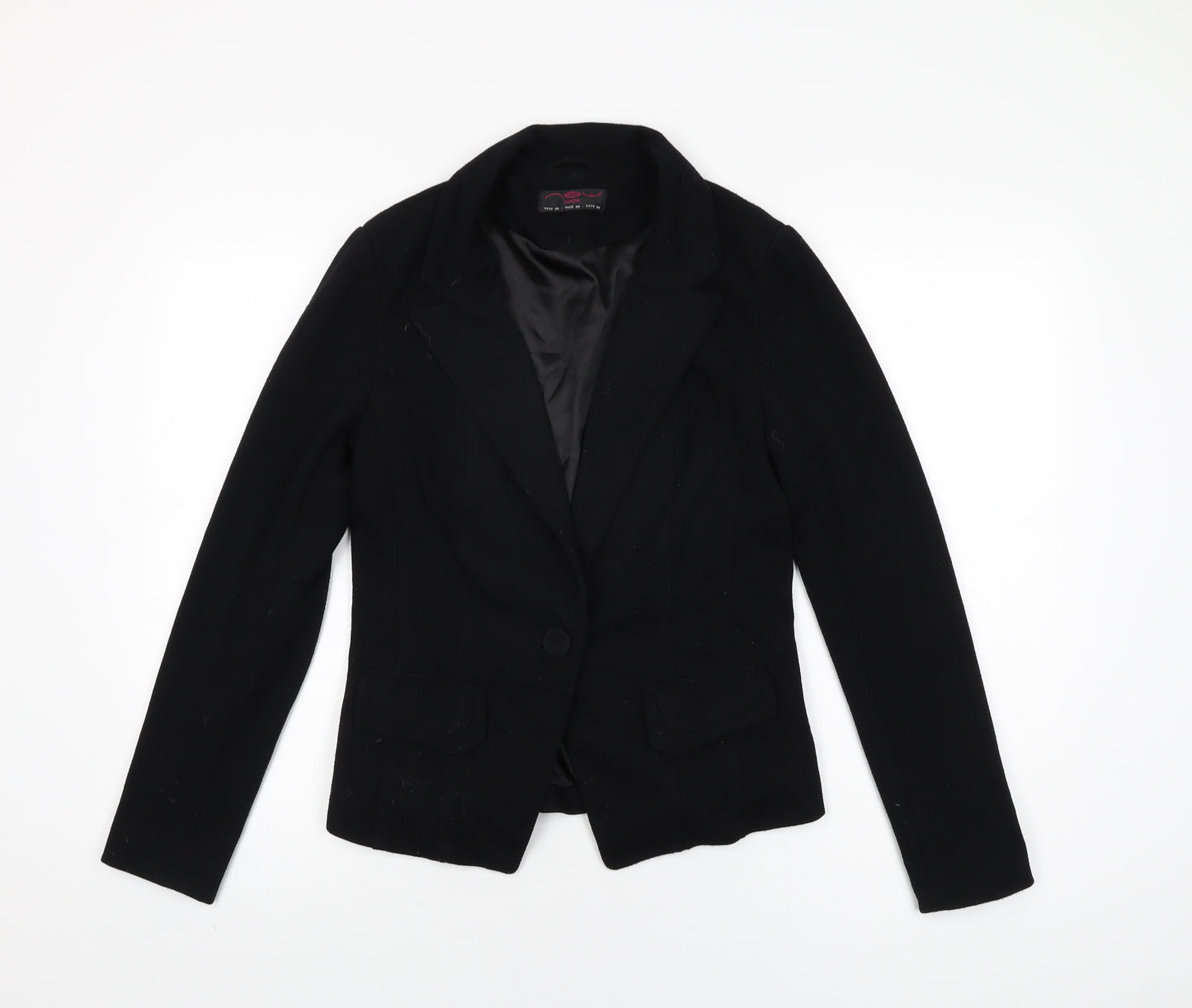 New Look Womens Black Jacket Blazer Size 12 Button