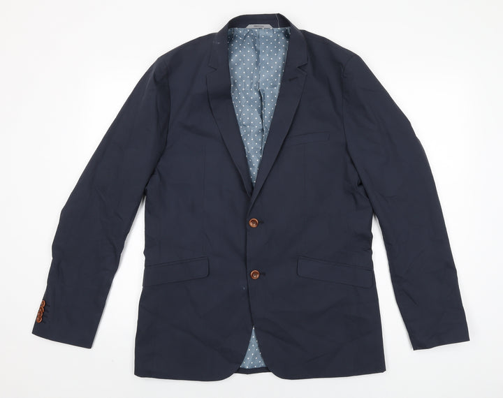 Matinique Mens Blue Cotton Jacket Suit Jacket Size 40 Regular