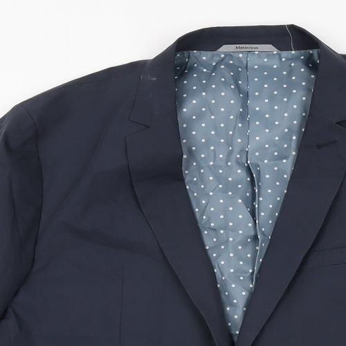 Matinique Mens Blue Cotton Jacket Suit Jacket Size 40 Regular