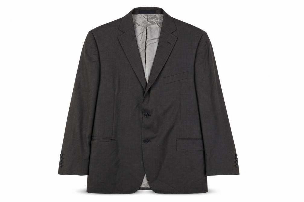 Front view of Marks & Spencer men’s grey wool jacket suit jacket, size 46, regular