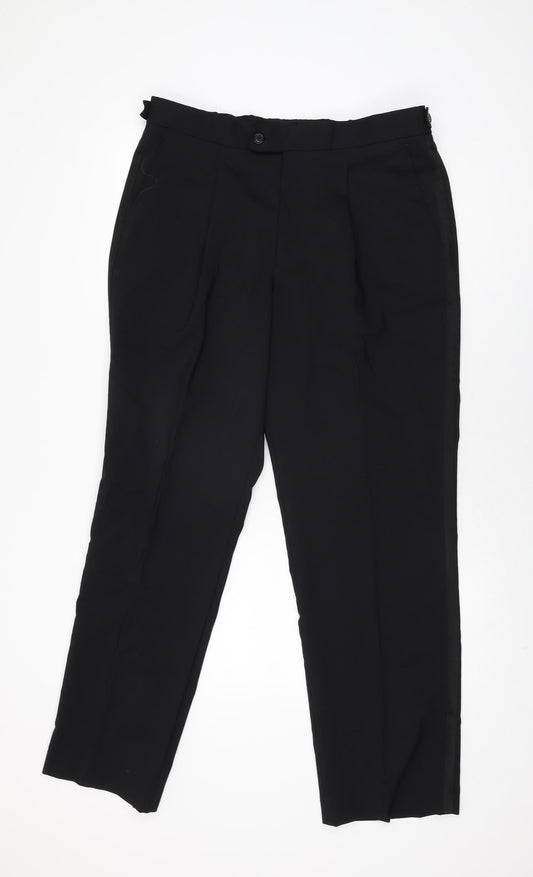 Taylor & Wright Mens Black Wool Trousers Size 36 in L31 in Regular Zip