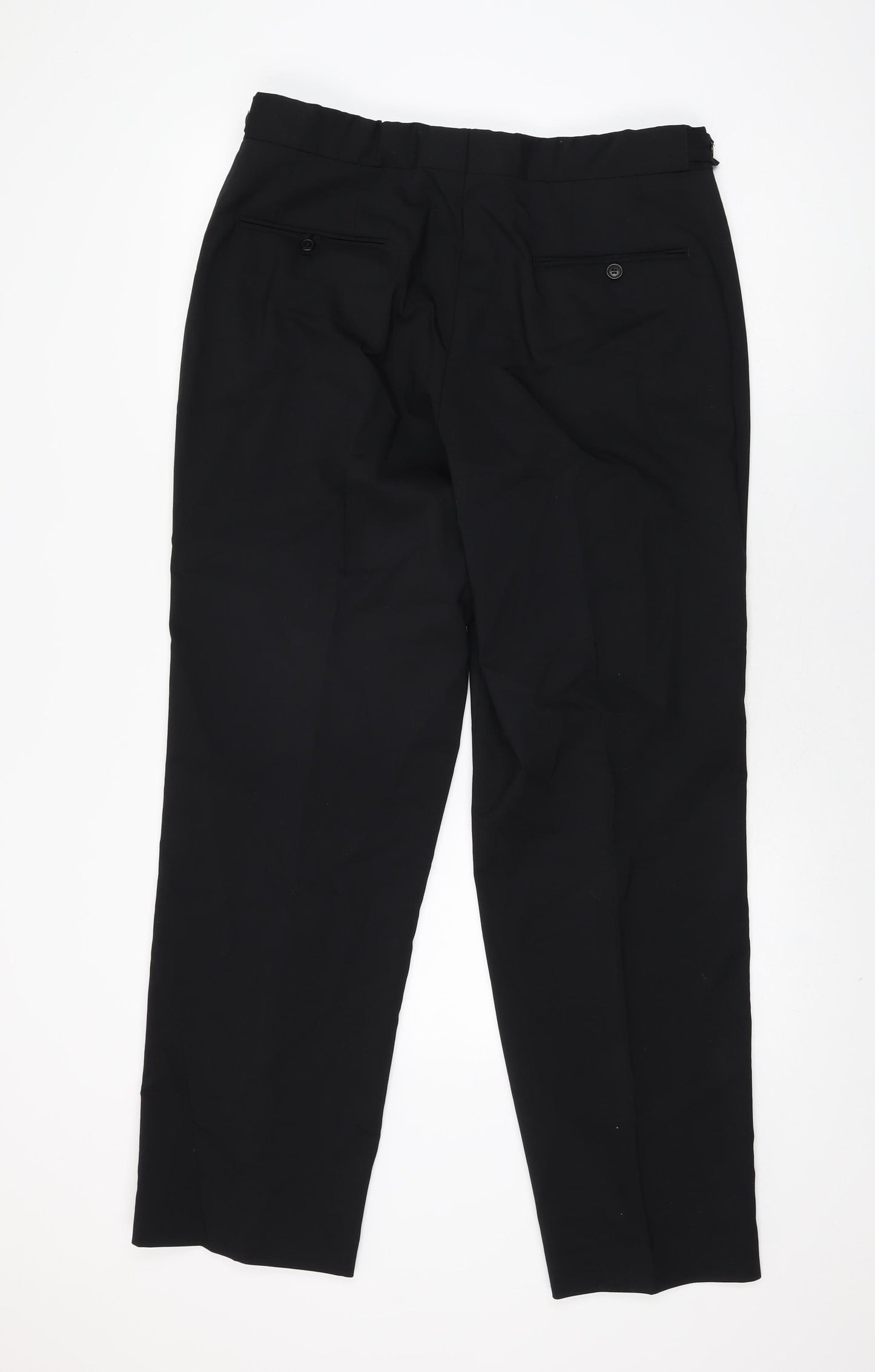 Taylor & Wright Mens Black Wool Trousers Size 36 in L31 in Regular Zip