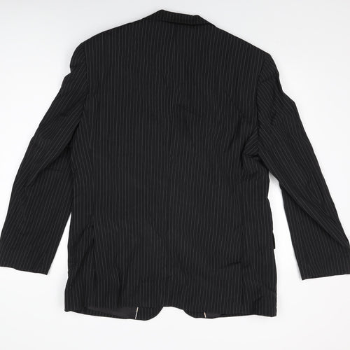 Marks and Spencer Mens Black Striped Wool Jacket Suit Jacket Size 42 Regular