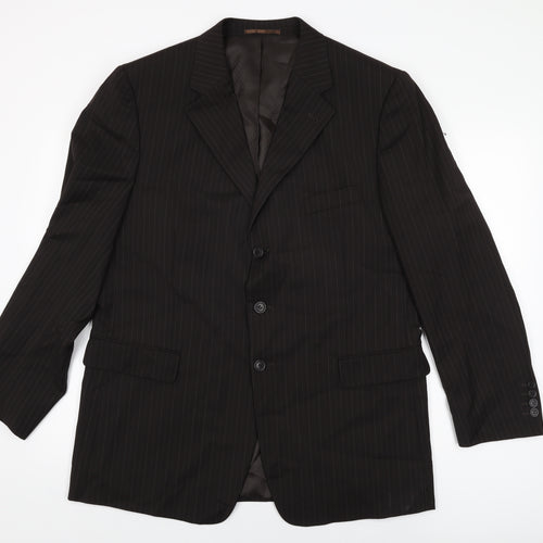 Taylor & Wright Mens Brown Striped Polyester Jacket Suit Jacket Size 44 Regular