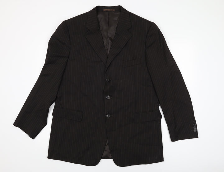 Taylor & Wright Mens Brown Striped Polyester Jacket Suit Jacket Size 44 Regular