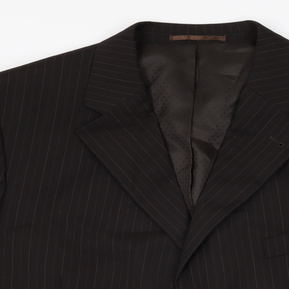 Taylor & Wright Mens Brown Striped Polyester Jacket Suit Jacket Size 44 Regular