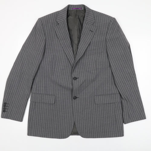 Taylor & Wright Mens Grey Striped Wool Jacket Suit Jacket Size 40 Regular