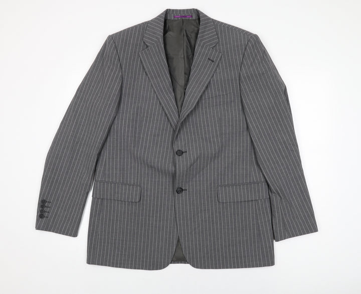 Taylor & Wright Mens Grey Striped Wool Jacket Suit Jacket Size 40 Regular