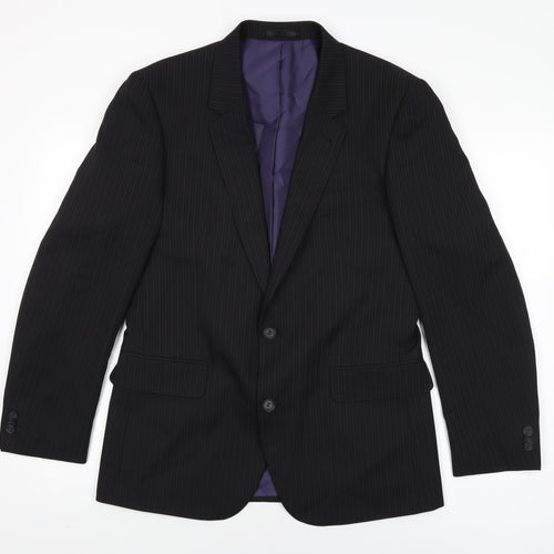 Taylor & Wright Mens Black Striped Polyester Jacket Suit Jacket Size 38 Regular