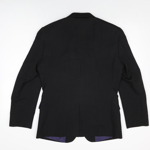 Taylor & Wright Mens Black Striped Polyester Jacket Suit Jacket Size 38 Regular