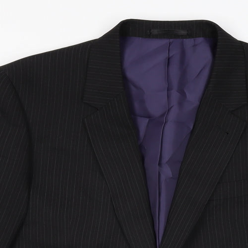 Taylor & Wright Mens Black Striped Polyester Jacket Suit Jacket Size 38 Regular