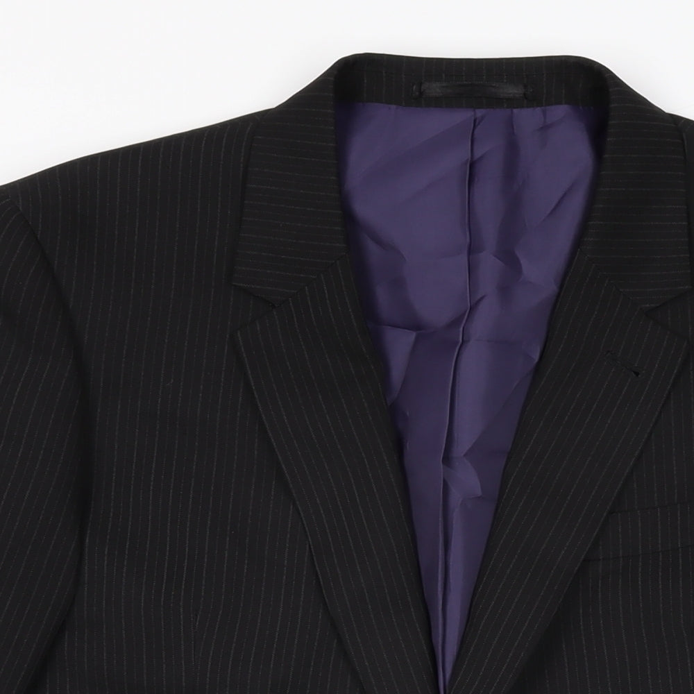 Taylor & Wright Mens Black Striped Polyester Jacket Suit Jacket Size 38 Regular