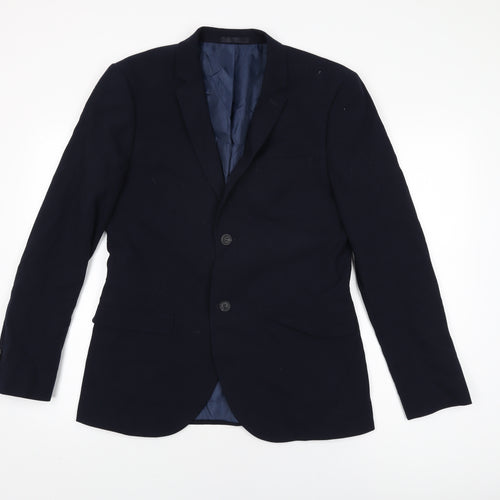 Topman Mens Blue Polyester Jacket Suit Jacket Size 40 Regular