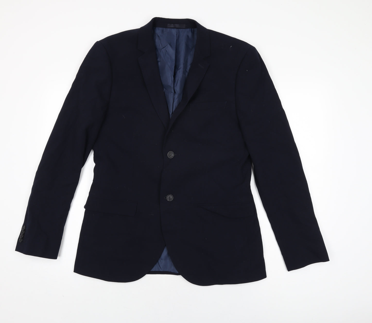 Topman Mens Blue Polyester Jacket Suit Jacket Size 40 Regular