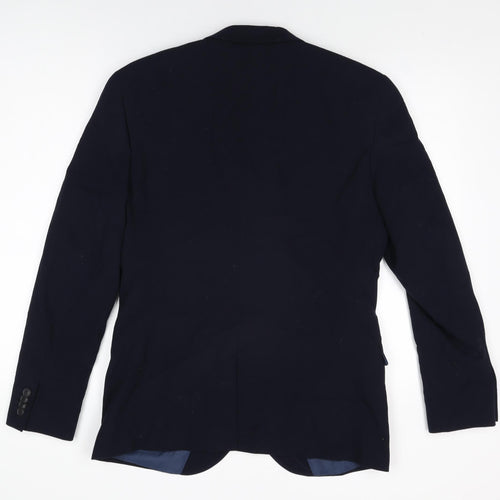 Topman Mens Blue Polyester Jacket Suit Jacket Size 40 Regular