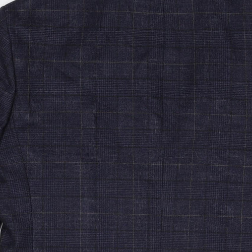 Moss London Mens Blue Plaid Polyester Jacket Suit Jacket Size 38 Regular