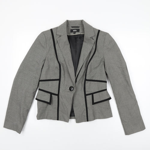 Marks and Spencer Womens Grey Geometric Jacket Blazer Size 12 Button
