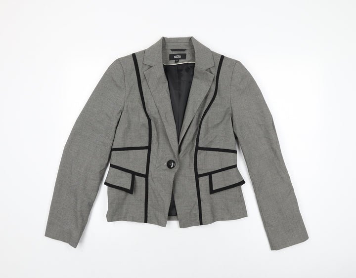 Marks and Spencer Womens Grey Geometric Jacket Blazer Size 12 Button