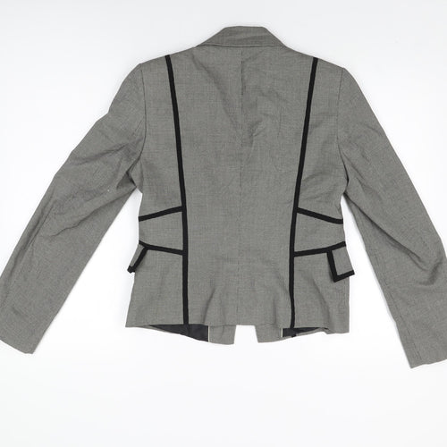Marks and Spencer Womens Grey Geometric Jacket Blazer Size 12 Button