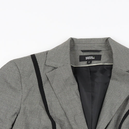 Marks and Spencer Womens Grey Geometric Jacket Blazer Size 12 Button