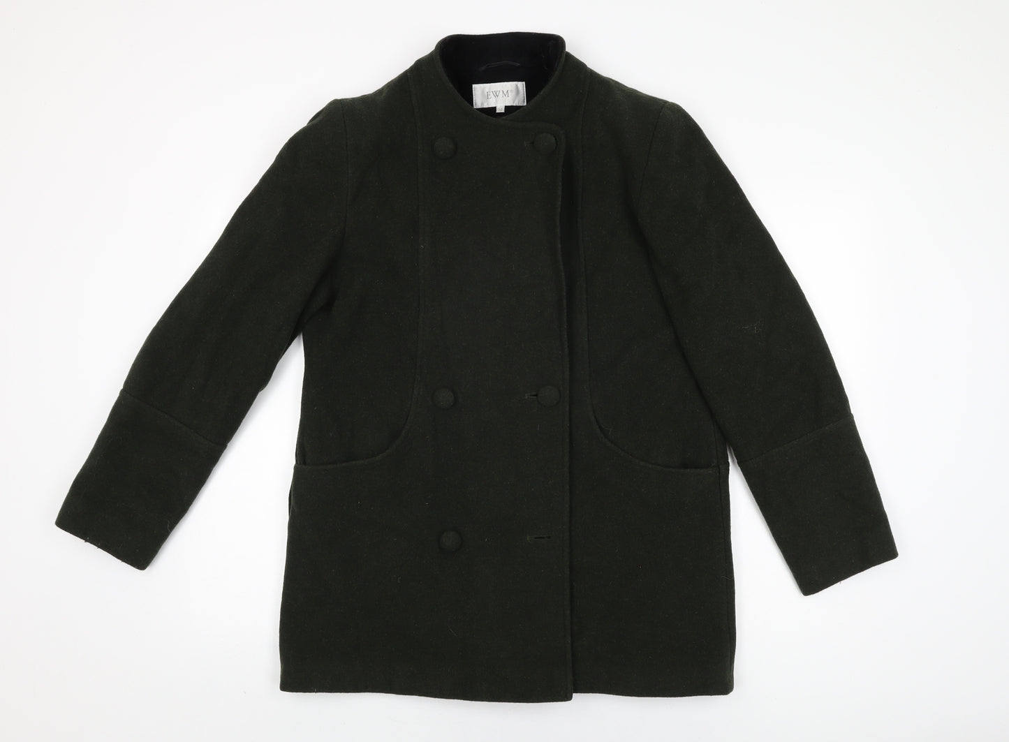 EWM Womens Green Overcoat Coat Size 12 Button
