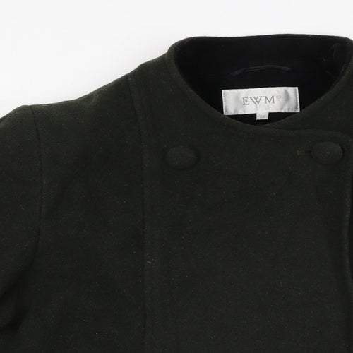 EWM Womens Green Overcoat Coat Size 12 Button