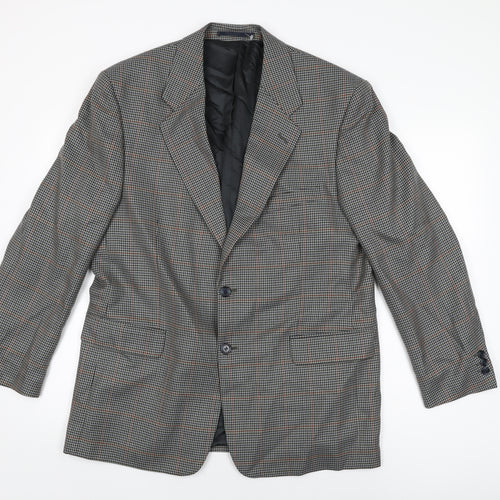 Brook Taverner Mens Grey Geometric Polyester Jacket Suit Jacket Size 42 Regular