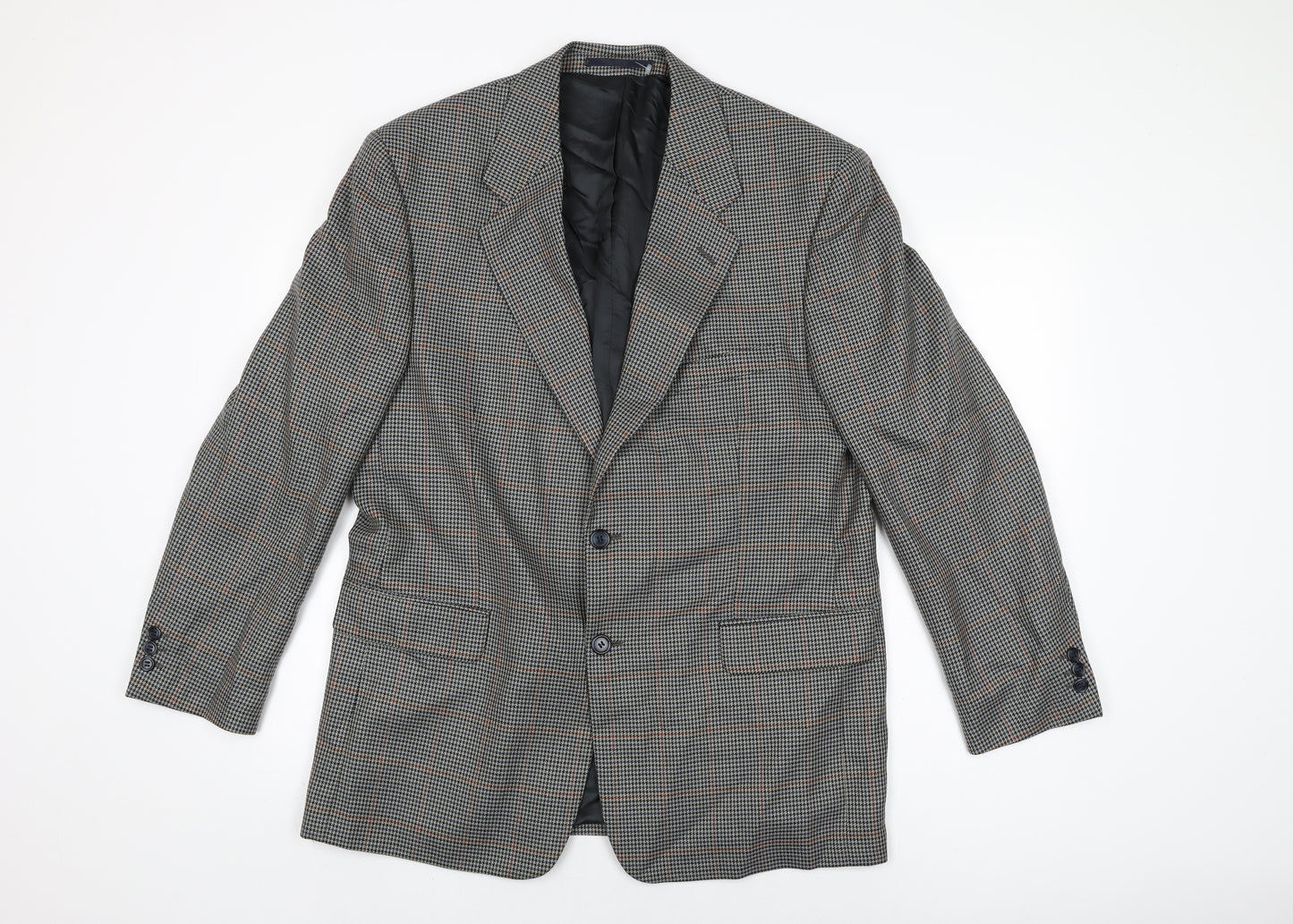 Brook Taverner Mens Grey Geometric Polyester Jacket Suit Jacket Size 42 Regular