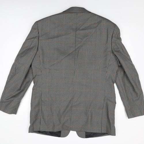 Brook Taverner Mens Grey Geometric Polyester Jacket Suit Jacket Size 42 Regular
