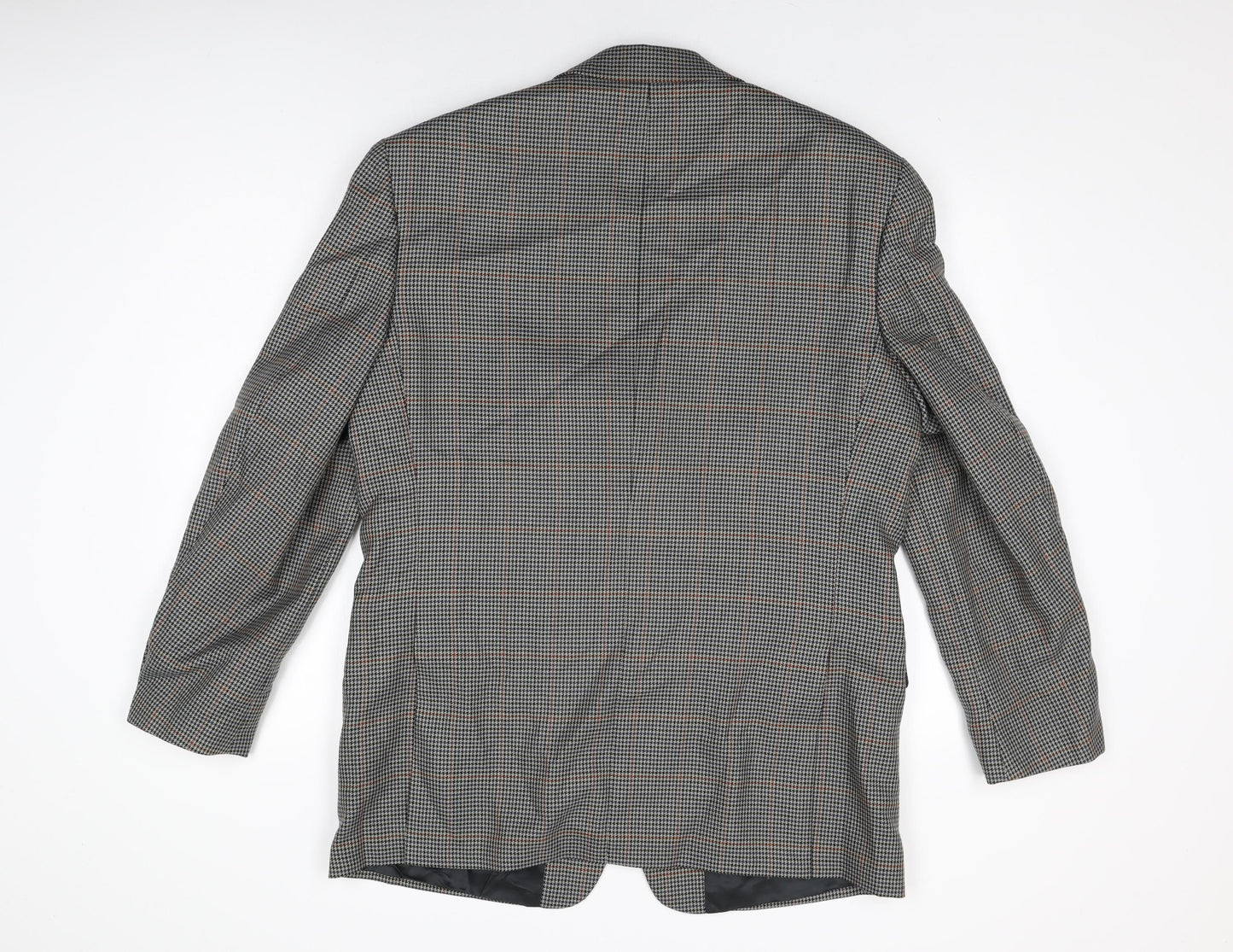 Brook Taverner Mens Grey Geometric Polyester Jacket Suit Jacket Size 42 Regular