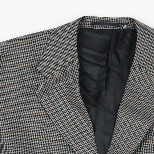 Brook Taverner Mens Grey Geometric Polyester Jacket Suit Jacket Size 42 Regular