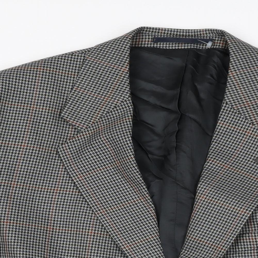Brook Taverner Mens Grey Geometric Polyester Jacket Suit Jacket Size 42 Regular