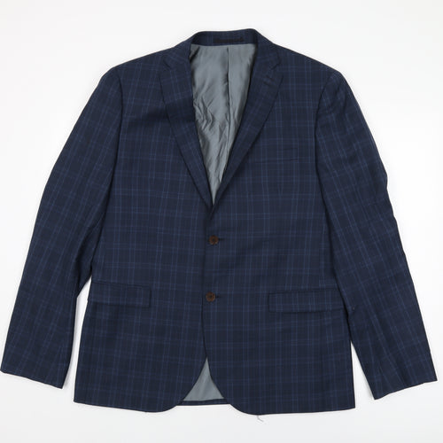 NEXT Mens Blue Plaid Wool Jacket Suit Jacket Size 44 Regular