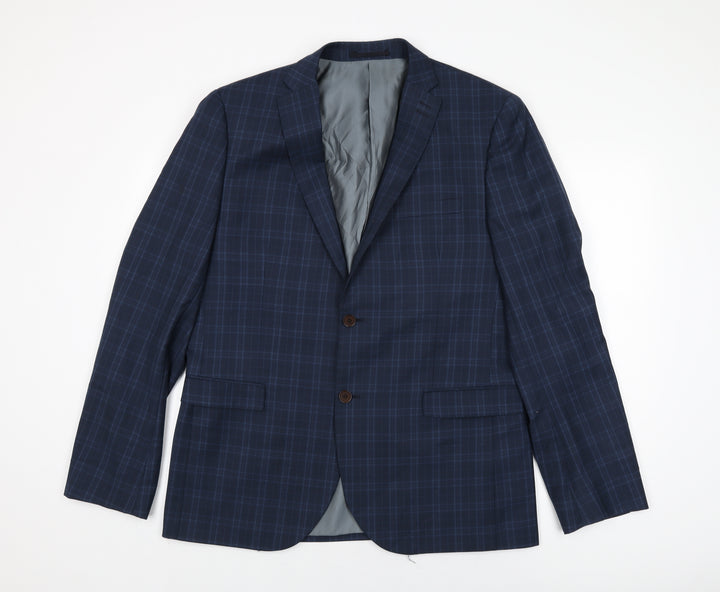 NEXT Mens Blue Plaid Wool Jacket Suit Jacket Size 44 Regular