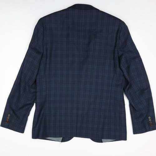 NEXT Mens Blue Plaid Wool Jacket Suit Jacket Size 44 Regular