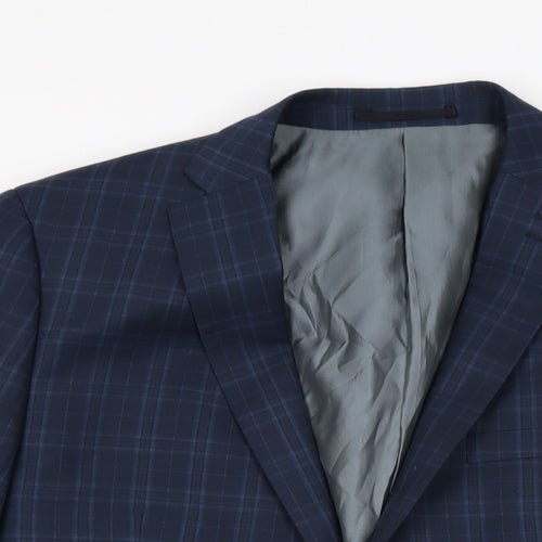 NEXT Mens Blue Plaid Wool Jacket Suit Jacket Size 44 Regular