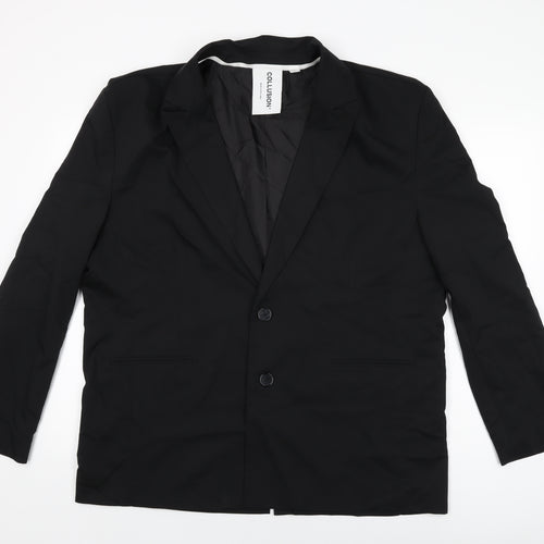COLLUSION Womens Black Biker Blazer Size 12 Button