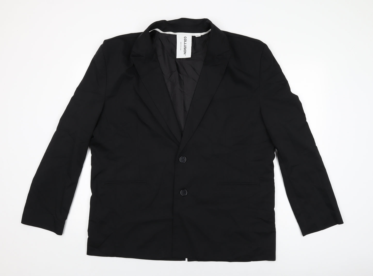 COLLUSION Womens Black Biker Blazer Size 12 Button