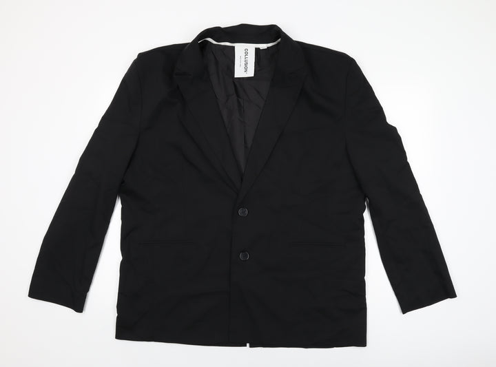 COLLUSION Womens Black Biker Blazer Size 12 Button