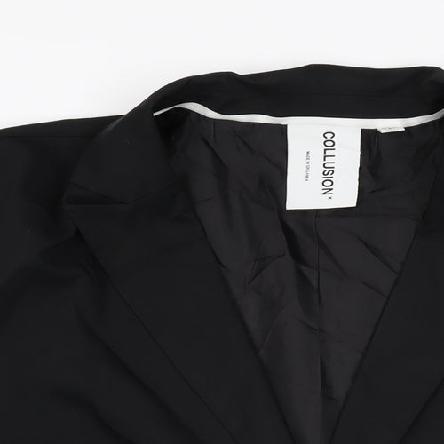 COLLUSION Womens Black Biker Blazer Size 12 Button