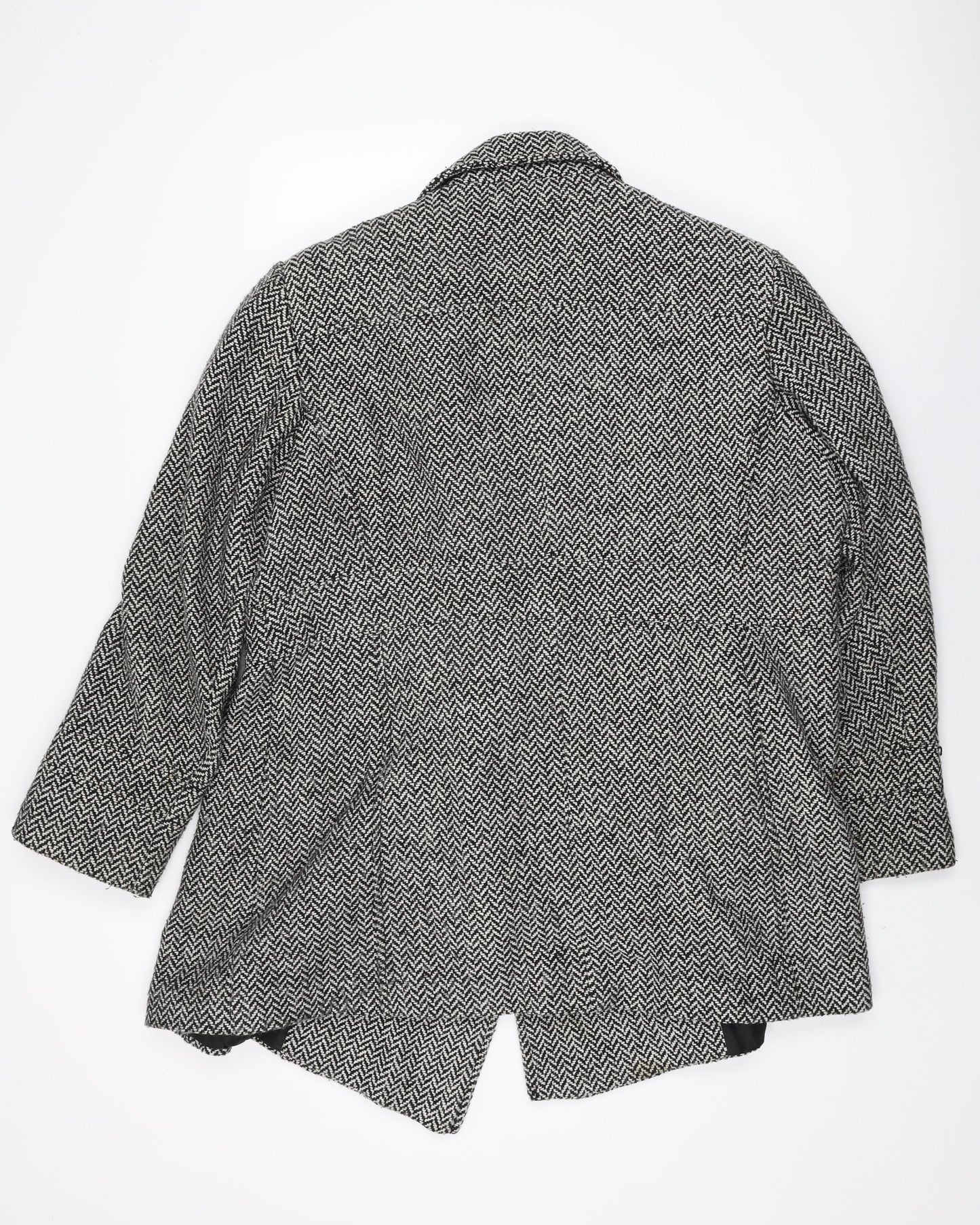 BHS Womens Black Geometric Overcoat Coat Size 22 Button